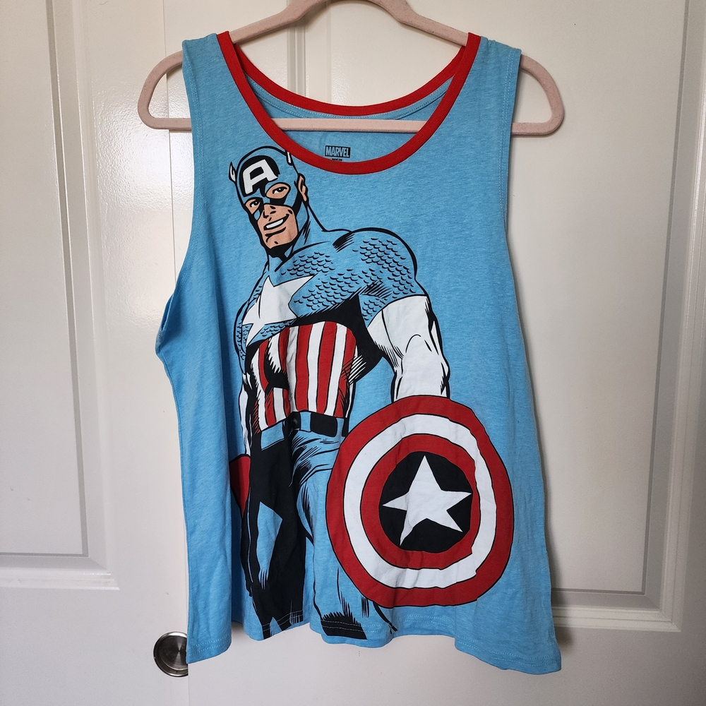 Marvel Captain America Blue and Red Tank Top